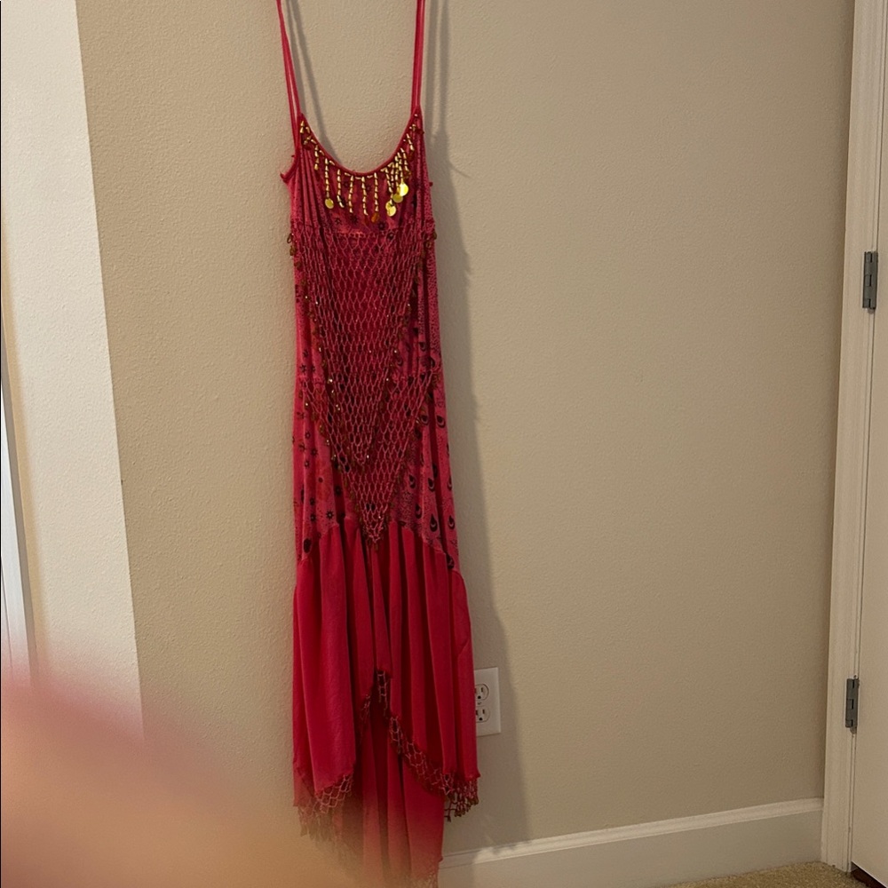 Elegant Red High Low Women's Belly Dancing Dress